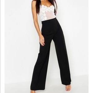 Black Boohoo wide leg trousers